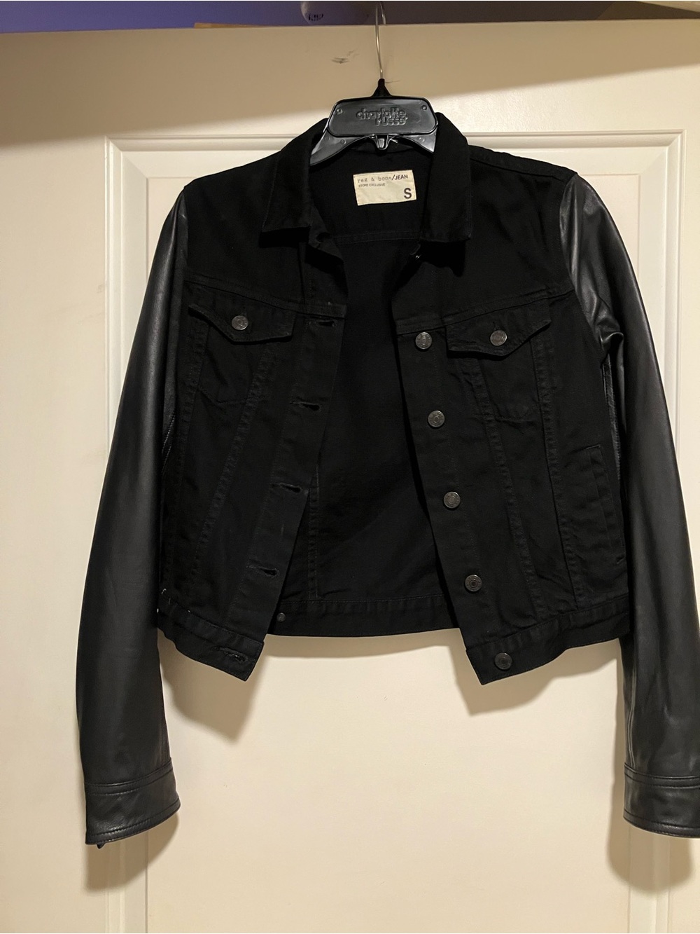 rag & bone Black Mixed-Media Jean Jacket